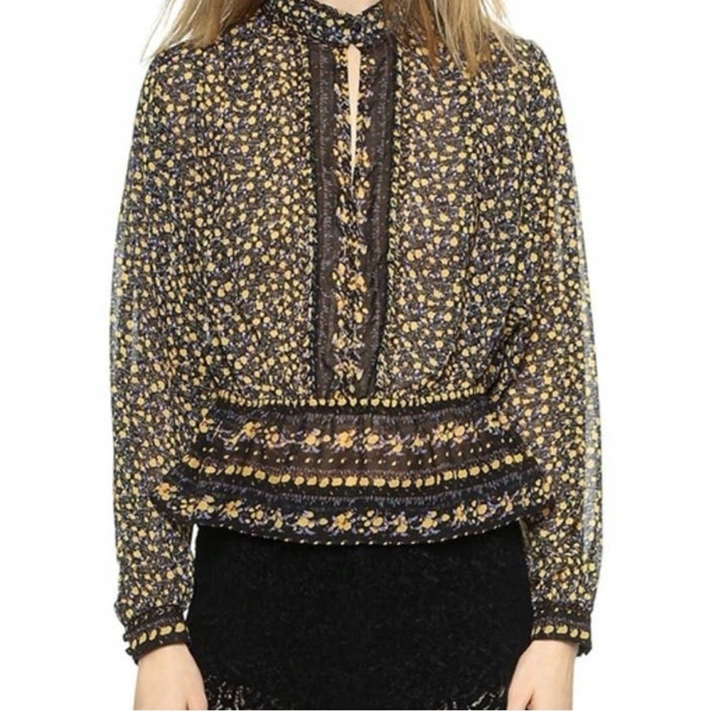 Free People | If I Had You Sheet Floral Beaded Embellished Peplum Top | Sz S